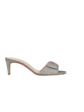 Unique Shoes Rupert Sanderson Gwyneth Embellished Iridescent Lamé Mules